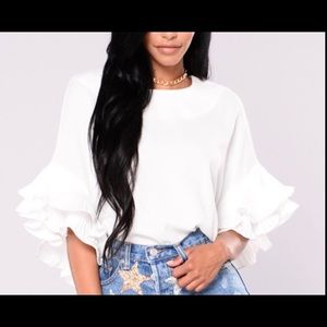 Fashion Nova Ruffle Top White NWT